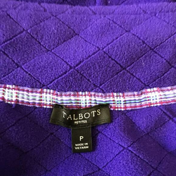 Talbots Purple Fleece Jacket Athletic Diamond Texture Full Zip XS/2 - Picture 5 of 6